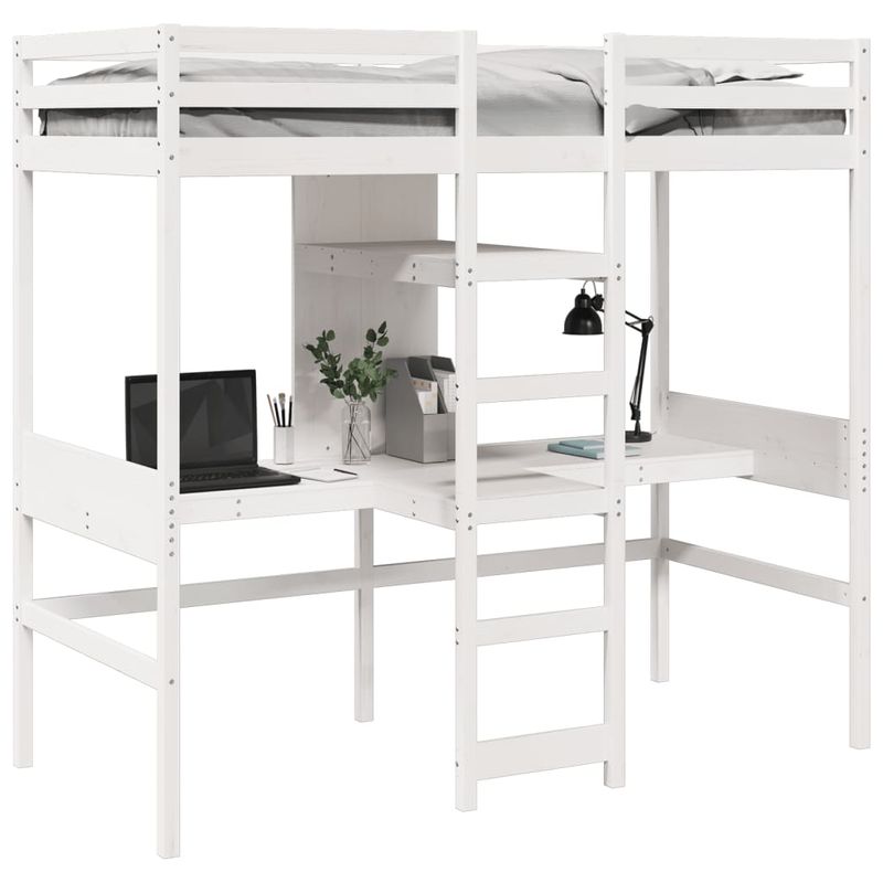 Casa si Gradina - Mobilier - Paturi si accesorii - Paturi - Cadru pat supraetajat fara saltea alb 90x190cm cm lemn masiv pin - Infinity.ro