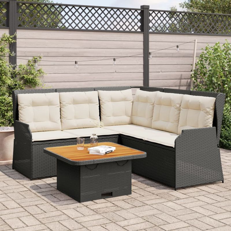 Casa si Gradina - Gradina si terasa - Mobilier exterior - Seturi mobila gradina - Set mobilier relaxare gradina 4 piese cu perne poliratan negru - Infinity.ro