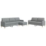 Casa si Gradina - Mobilier - Seturi de mobilier - Seturi living - Set canapele cu taburet, 3 piese, gri deschis, textil - Infinity.ro