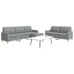 Casa si Gradina - Mobilier - Seturi de mobilier - Seturi living - Set canapele cu taburet, 3 piese, gri deschis, textil - Infinity.ro
