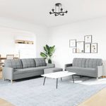 Casa si Gradina - Mobilier - Seturi de mobilier - Seturi living - Set canapele cu taburet, 3 piese, gri deschis, textil - Infinity.ro