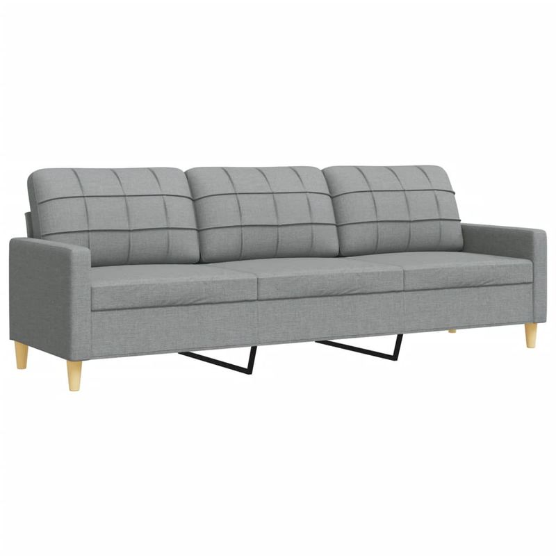 Casa si Gradina - Mobilier - Seturi de mobilier - Seturi living - Set canapele cu taburet, 3 piese, gri deschis, textil - Infinity.ro
