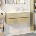 Casa si Gradina - Mobilier - Seturi de mobilier - Seturi baie - Set mobilier de baie, 2 piese, ceramica si lemn prelucrat - Infinity.ro