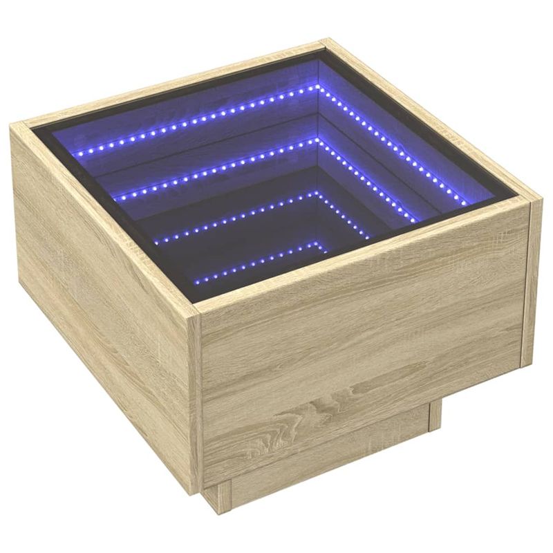 Casa si Gradina - Mobilier - Comode si corpuri - Noptiere - Noptiera cu LED infinity, stejar sonoma, 40x40x30 cm - Infinity.ro