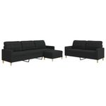 Casa si Gradina - Mobilier - Seturi de mobilier - Seturi living - Set de canapele cu taburet, 3 piese, negru, textil - Infinity.ro