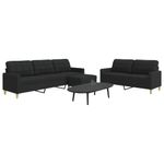 Casa si Gradina - Mobilier - Seturi de mobilier - Seturi living - Set de canapele cu taburet, 3 piese, negru, textil - Infinity.ro