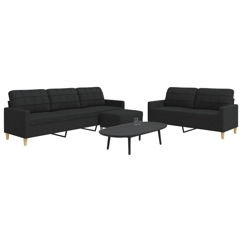 Casa si Gradina - Mobilier - Seturi de mobilier - Seturi living - Set de canapele cu taburet, 3 piese, negru, textil - Infinity.ro