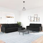 Casa si Gradina - Mobilier - Seturi de mobilier - Seturi living - Set de canapele cu taburet, 3 piese, negru, textil - Infinity.ro