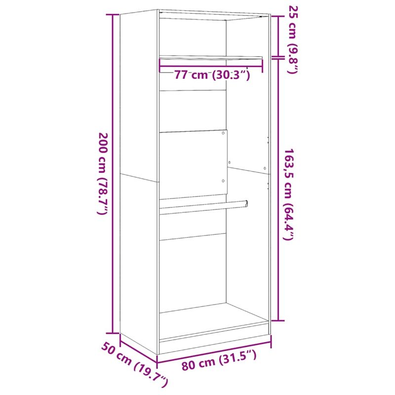 Casa si Gradina - Mobilier - Dulapuri si sifoniere - Sifoniere - Sifonier, gri sonoma, 80x50x200 cm, lemn prelucrat, cantitate 1 raft - Infinity.ro