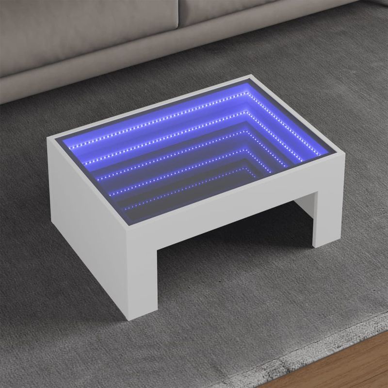 Casa si Gradina - Mobilier - Mese si birouri - Masute de cafea - Masuta de cafea cu LED infinity, alb, 70x50x30 cm - Infinity.ro