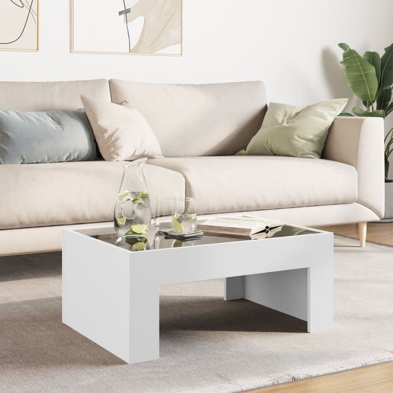 Casa si Gradina - Mobilier - Mese si birouri - Masute de cafea - Masuta de cafea cu LED infinity, alb, 70x50x30 cm - Infinity.ro