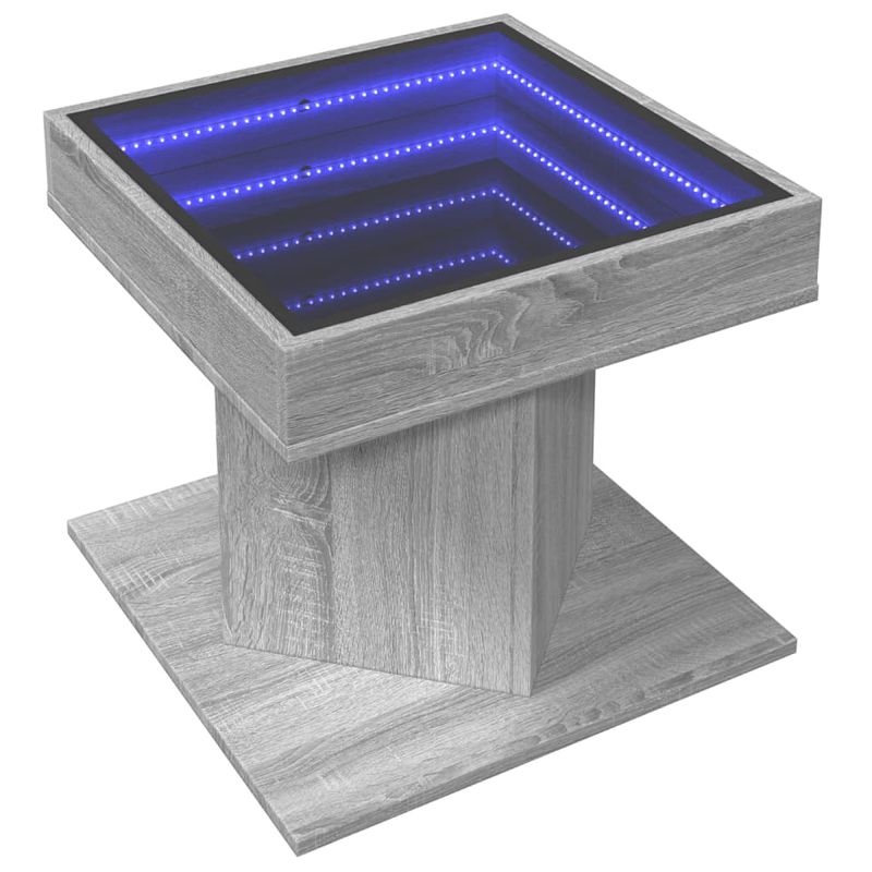 Casa si Gradina - Mobilier - Mese si birouri - Masute de cafea - Masuta de cafea cu LED sonoma gri 50x50x45cm lemn prelucrat - Infinity.ro