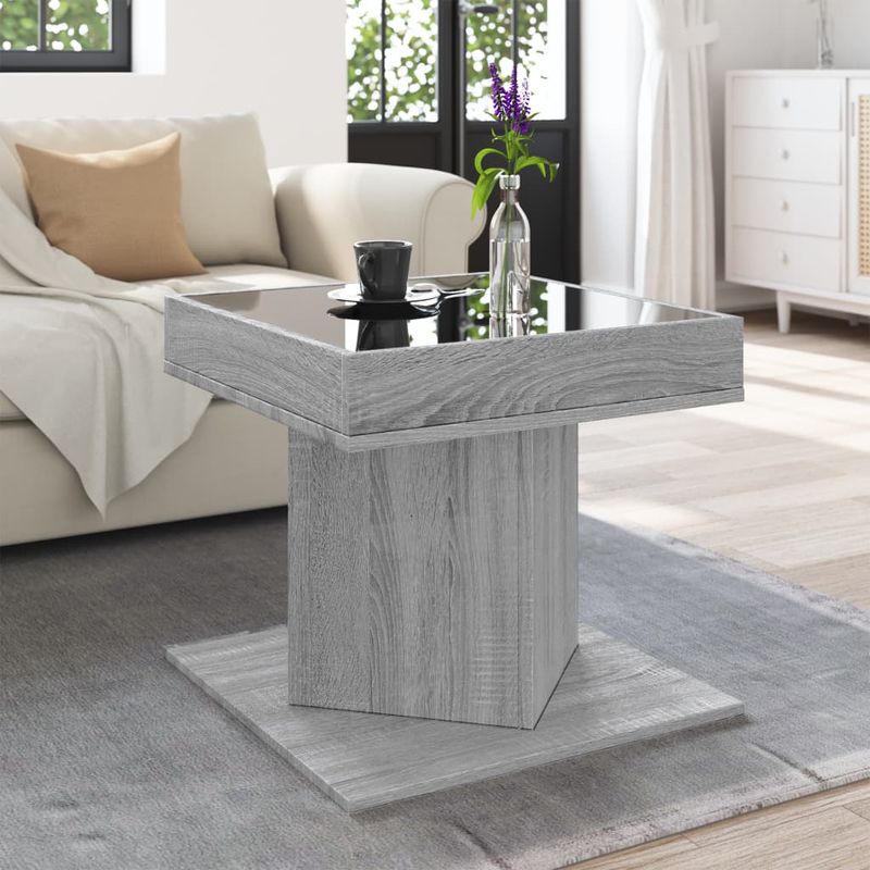 Casa si Gradina - Mobilier - Mese si birouri - Masute de cafea - Masuta de cafea cu LED sonoma gri 50x50x45cm lemn prelucrat - Infinity.ro