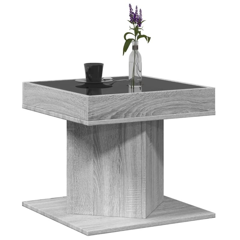 Casa si Gradina - Mobilier - Mese si birouri - Masute de cafea - Masuta de cafea cu LED sonoma gri 50x50x45cm lemn prelucrat - Infinity.ro