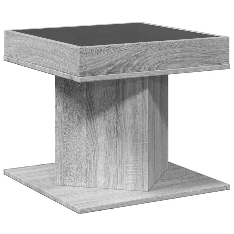 Casa si Gradina - Mobilier - Mese si birouri - Masute de cafea - Masuta de cafea cu LED sonoma gri 50x50x45cm lemn prelucrat - Infinity.ro