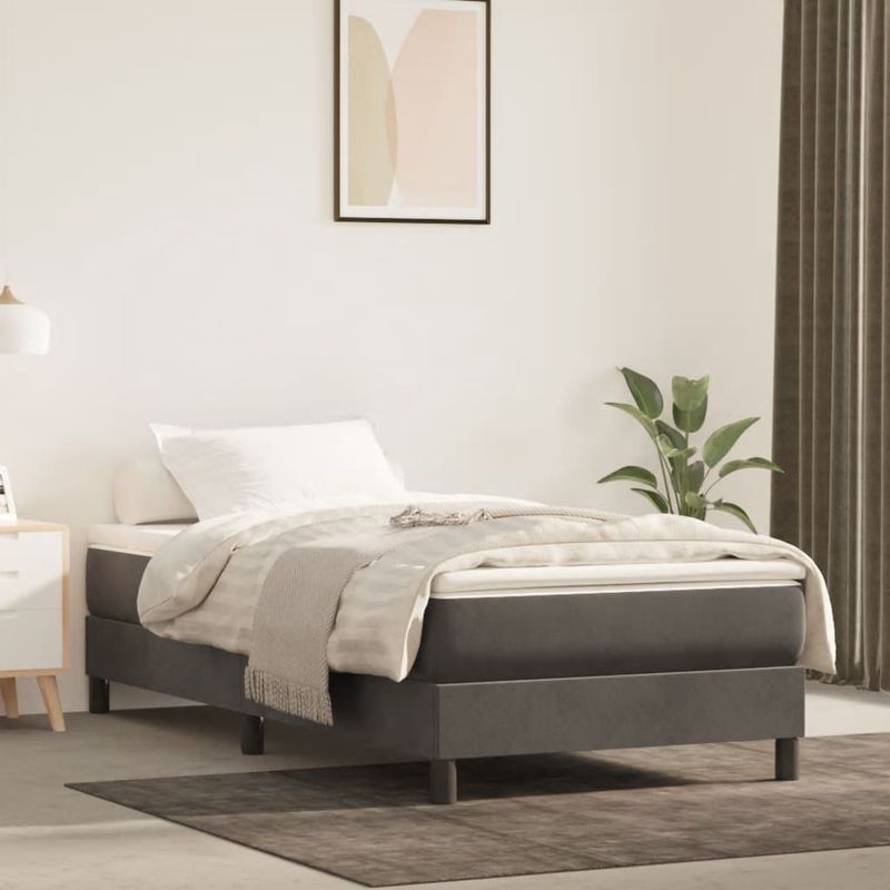 Casa si Gradina - Mobilier - Saltele si somiere - Saltele - Saltea de pat cu arcuri, gri inchis, 100x210x20 cm, catifea - Infinity.ro