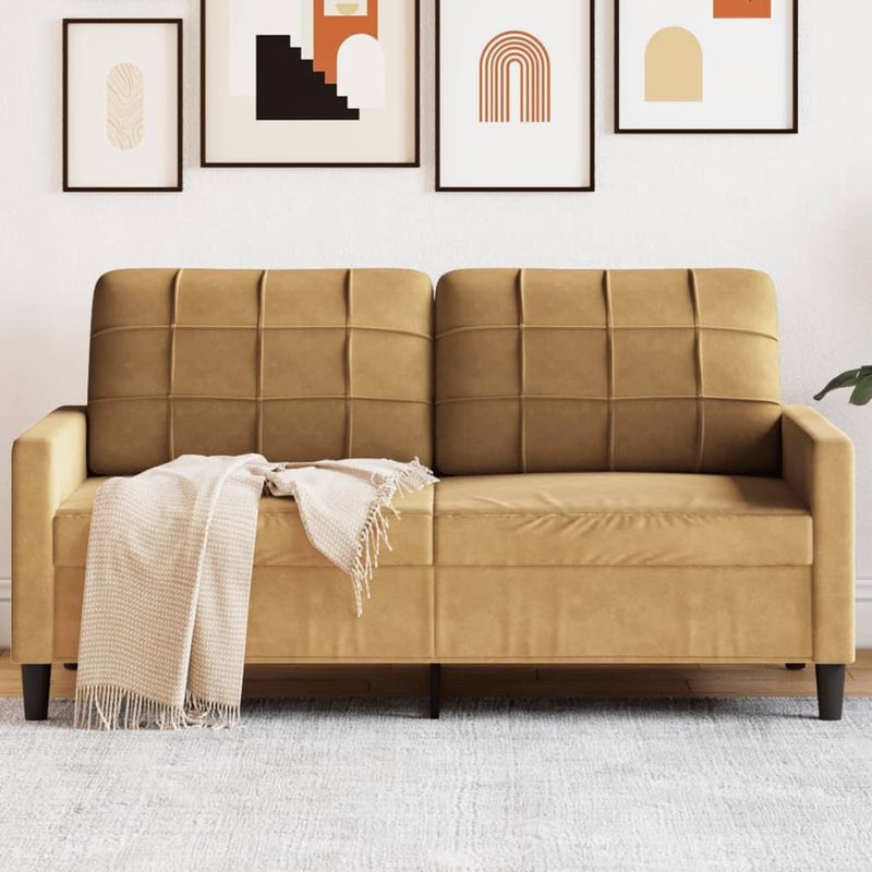 Casa si Gradina - Mobilier - Canapele si coltare - Canapele - Canapea cu 2 locuri, maro, 140 cm, catifea - Infinity.ro