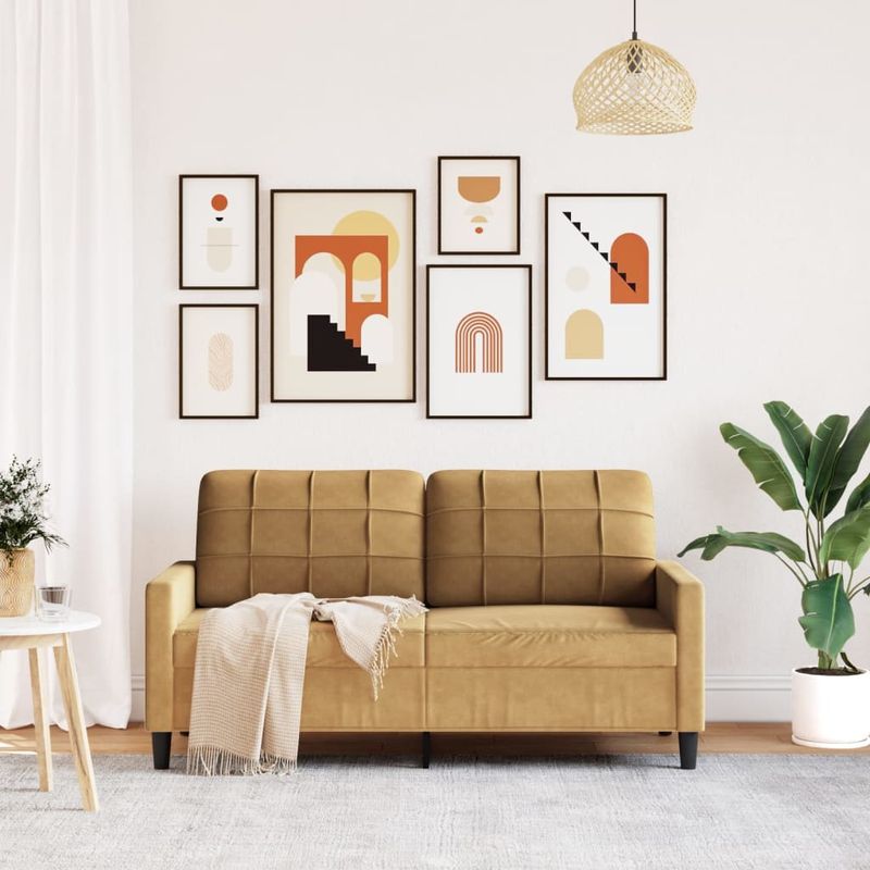 Casa si Gradina - Mobilier - Canapele si coltare - Canapele - Canapea cu 2 locuri, maro, 140 cm, catifea - Infinity.ro