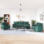 Casa si Gradina - Mobilier - Seturi de mobilier - Seturi living - Set canapele cu perne/rulouri, 4 piese, verde inchis, catifea - Infinity.ro