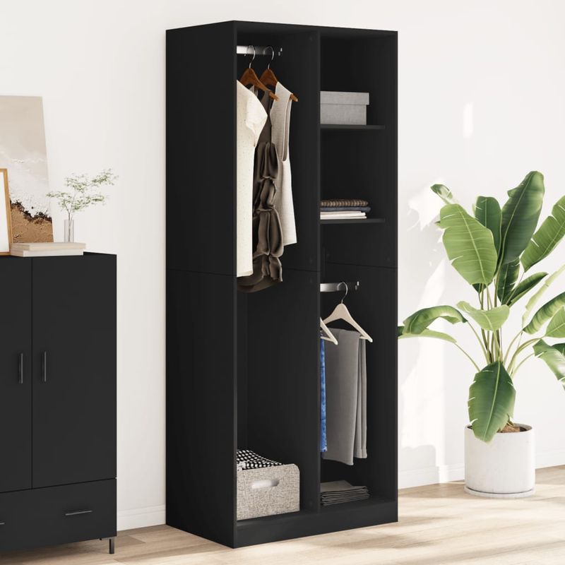 Casa si Gradina - Mobilier - Dulapuri si sifoniere - Sifoniere - Sifonier, negru, 80x50x200 cm, lemn prelucrat, cantitate 2 rafturi - Infinity.ro