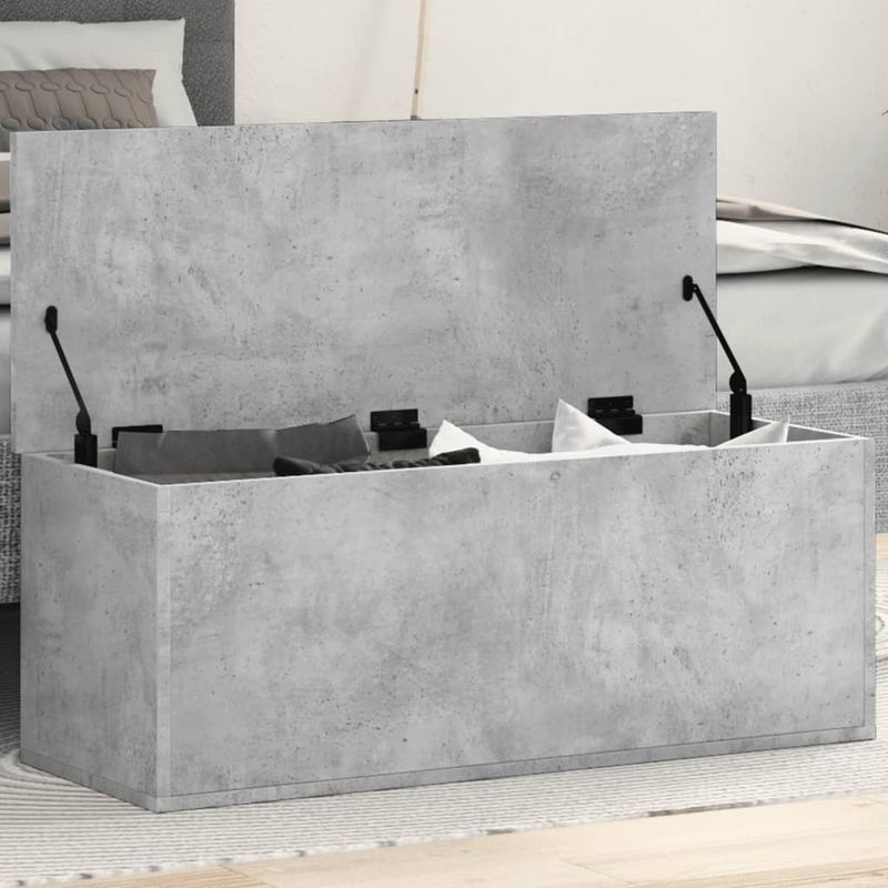 Casa si Gradina - Mobilier - Organizare si depozitare - Cutii depozitare - Cutie de depozitare, gri beton, 90x35x35 cm, lemn prelucrat - Infinity.ro