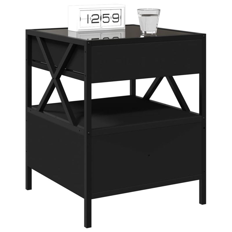Casa si Gradina - Mobilier - Comode si corpuri - Noptiere - Noptiera cu LED infinity, negru, 40x40x51 cm - Infinity.ro