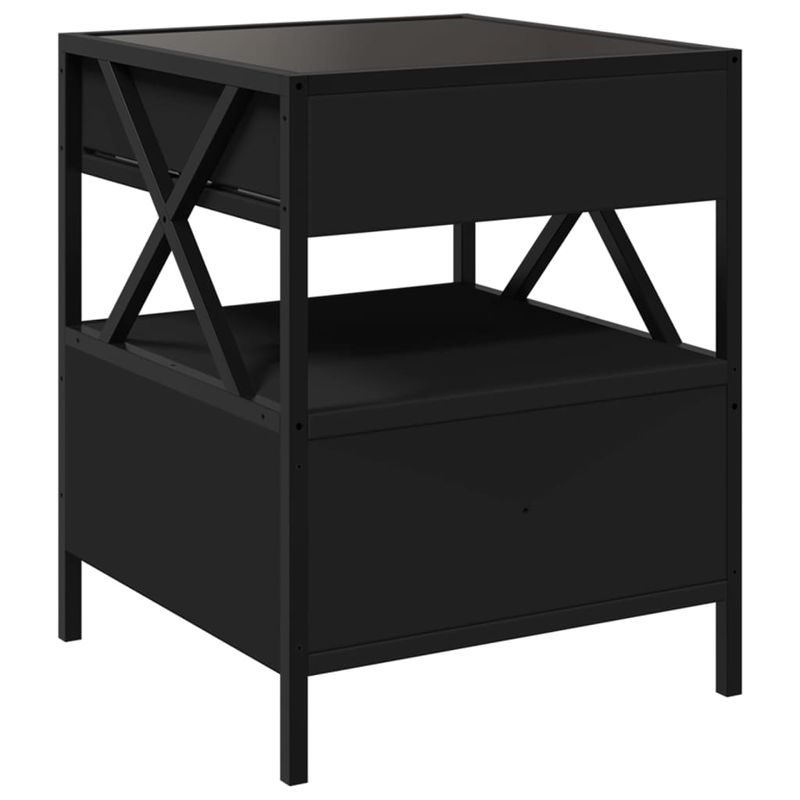 Casa si Gradina - Mobilier - Comode si corpuri - Noptiere - Noptiera cu LED infinity, negru, 40x40x51 cm - Infinity.ro