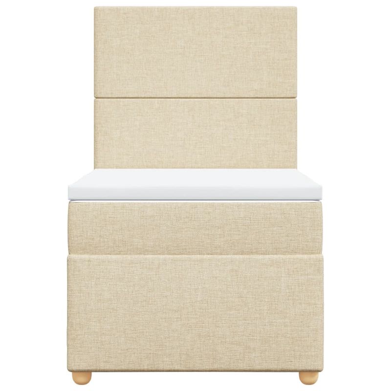 Casa si Gradina - Mobilier - Paturi si accesorii - Paturi - Pat box spring cu saltea, crem, 100x200 cm, textil - Infinity.ro