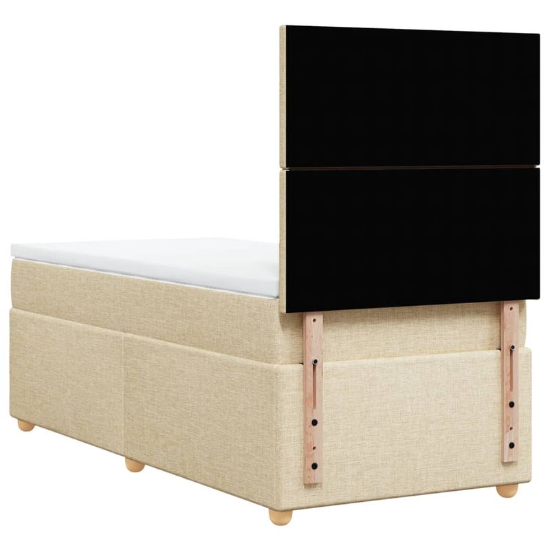Casa si Gradina - Mobilier - Paturi si accesorii - Paturi - Pat box spring cu saltea, crem, 100x200 cm, textil - Infinity.ro