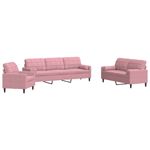 Casa si Gradina - Mobilier - Seturi de mobilier - Seturi living - Set canapele cu perne/rulouri, 3 piese, roz, catifea - Infinity.ro