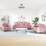 Casa si Gradina - Mobilier - Seturi de mobilier - Seturi living - Set canapele cu perne/rulouri, 3 piese, roz, catifea - Infinity.ro