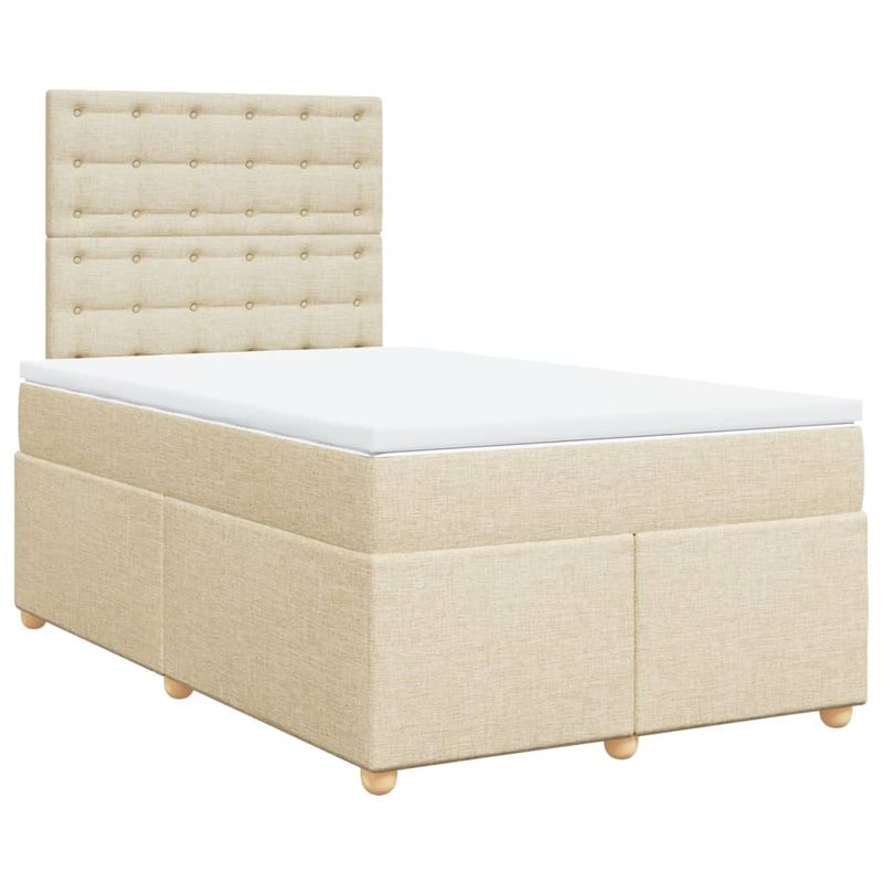 Casa si Gradina - Mobilier - Paturi si accesorii - Paturi - Pat box spring cu saltea, crem, 120x200 cm, textil - Infinity.ro