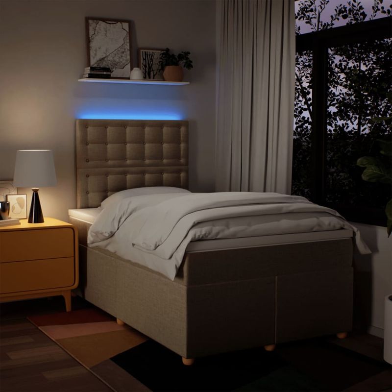 Casa si Gradina - Mobilier - Paturi si accesorii - Paturi - Pat box spring cu saltea, crem, 120x200 cm, textil - Infinity.ro