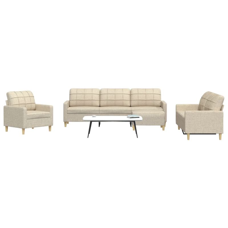 Casa si Gradina - Mobilier - Seturi de mobilier - Seturi living - Set de canapele cu taburet, 4 piese, crem, textil - Infinity.ro