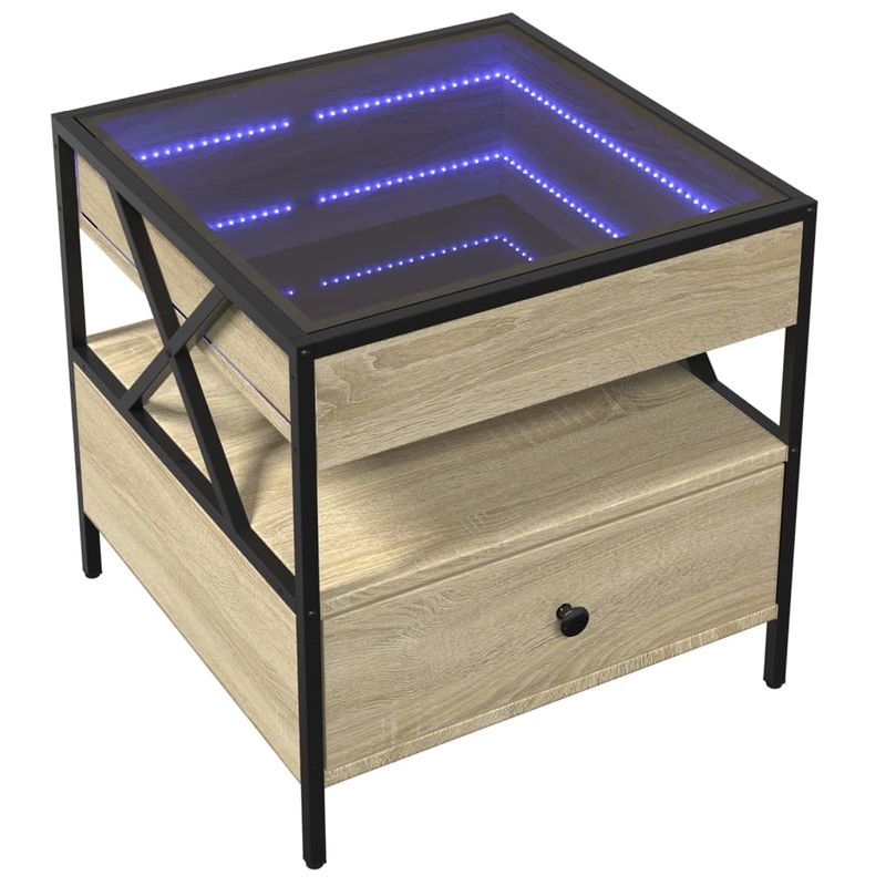 Casa si Gradina - Mobilier - Mese si birouri - Masute de cafea - Masuta de cafea cu LED infinity, stejar sonoma, 50x50x51 cm - Infinity.ro