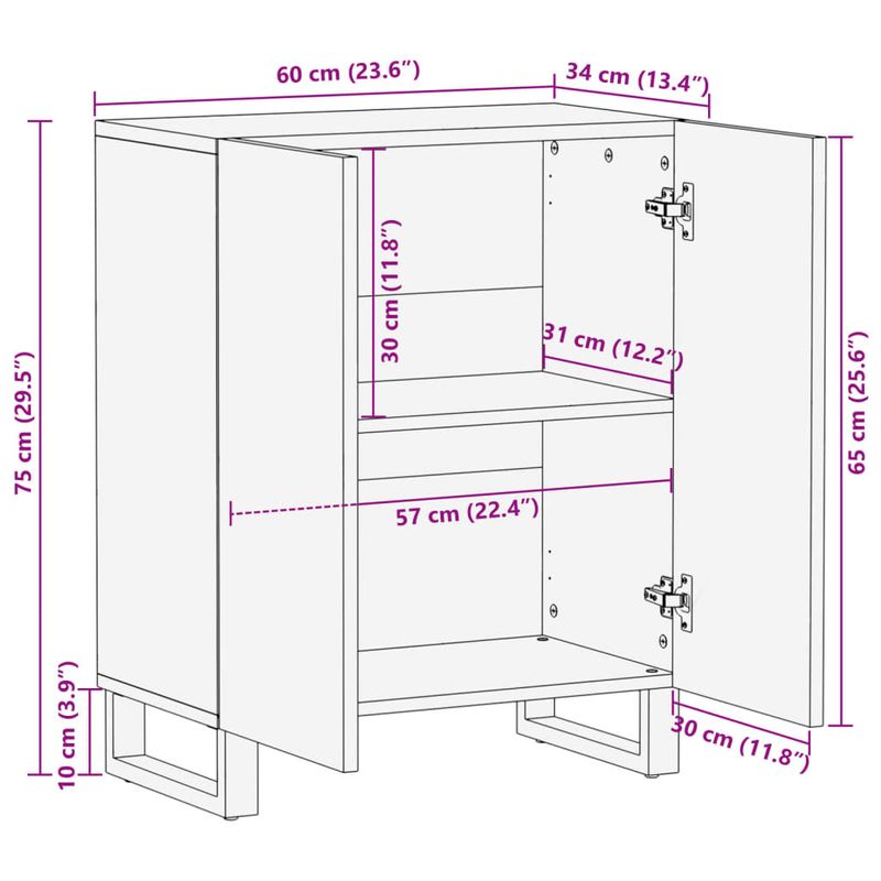 Casa si Gradina - Mobilier - Dulapuri si sifoniere - Dulapuri - Dulap, 60x34x75 cm, lemn masiv de acacia - Infinity.ro