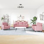 Casa si Gradina - Mobilier - Seturi de mobilier - Seturi living - Set canapele cu perne/rulouri, 4 piese, roz, catifea - Infinity.ro