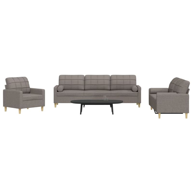 Casa si Gradina - Mobilier - Seturi de mobilier - Seturi living - Set de canapele cu perne, 3 piese, gri taupe, textil - Infinity.ro