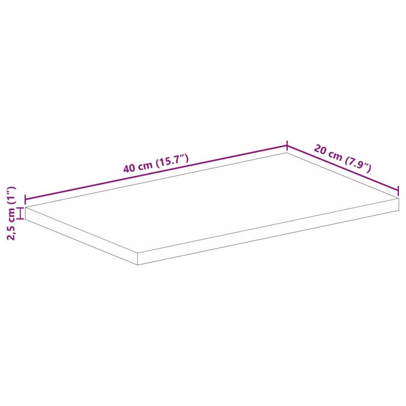 Casa si Gradina - Mobilier - Feronerie si accesorii mobila - Blat masa, 40x20x2,5 cm, dreptunghiular, lemn masiv mango brut - Infinity.ro