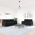 Casa si Gradina - Mobilier - Seturi de mobilier - Seturi living - Set de canapele cu perne/rulouri, 2 piese, negru, catifea - Infinity.ro