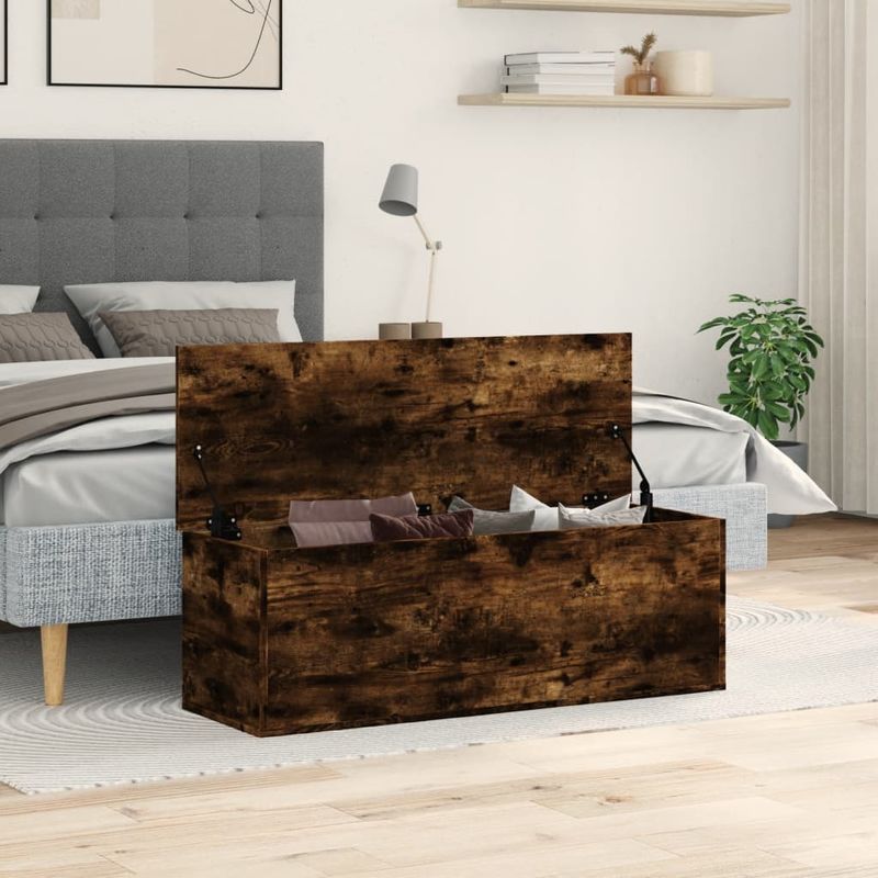 Casa si Gradina - Mobilier - Organizare si depozitare - Cutii depozitare - Cutie de depozitare, stejar fumuriu, 102x35x35cm lemn prelucrat - Infinity.ro