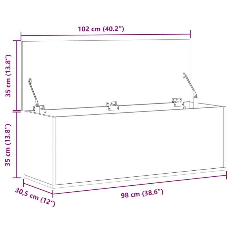 Casa si Gradina - Mobilier - Organizare si depozitare - Cutii depozitare - Cutie de depozitare, stejar fumuriu, 102x35x35cm lemn prelucrat - Infinity.ro