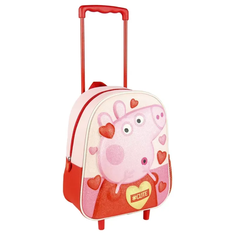 Fashion, accesorii si bijuterii - Copii - Accesorii copii - Genti si rucsacuri copii - Ghiozdan Peppa Pig cu maner si roti pentru copii, 26 x 31 x 10 cm - Infinity.ro