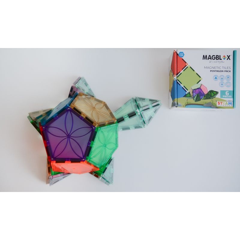 Jucarii, Copii si Bebe - Jucarii si jocuri - Seturi de constructie si cuburi - Seturi de constructie - Set magnetic Magblox - 6 piese magnetice pentagon pentru constructie - Infinity.ro