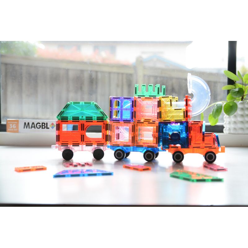 Jucarii, Copii si Bebe - Jucarii si jocuri - Seturi de constructie si cuburi - Seturi de constructie - Set magnetic Magblox - 36 piese magnetice accesorii pentru constructie - Infinity.ro