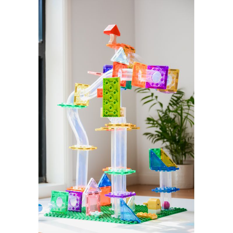Jucarii, Copii si Bebe - Jucarii si jocuri - Seturi de constructie si cuburi - Seturi de constructie - Set magnetic Magblox - 98 piese, circuit cu bile - Magbrix Marble Run - Infinity.ro
