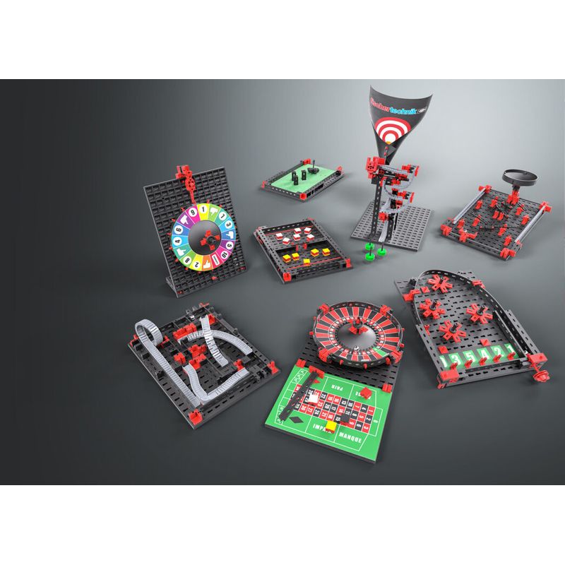 Jucarii, Copii si Bebe - Jucarii si jocuri - Seturi de constructie si cuburi - Seturi de constructie - Kit STEM Construieste si joaca 8 jocuri, Fischertechnik - Infinity.ro