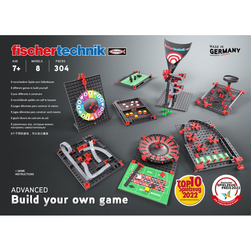 Jucarii, Copii si Bebe - Jucarii si jocuri - Seturi de constructie si cuburi - Seturi de constructie - Kit STEM Construieste si joaca 8 jocuri, Fischertechnik - Infinity.ro