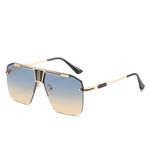 Fashion, accesorii si bijuterii - Barbati - Accesorii barbati - Ochelari de soare barbati - Techsuit - Sunglasses (2576) - for Men with Aluminum Frame, Oversized - Gold / Green / Brown - Infinity.ro