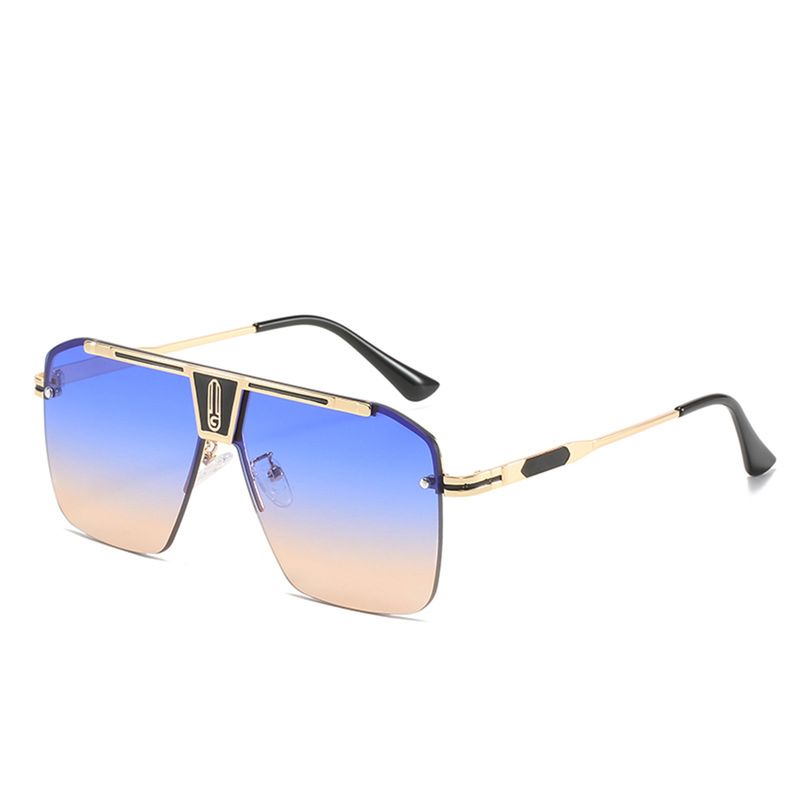 Fashion, accesorii si bijuterii - Barbati - Accesorii barbati - Ochelari de soare barbati - Techsuit - Sunglasses (2576) - for Men with Aluminum Frame, Oversized - Gold / Blue / Brown - Infinity.ro